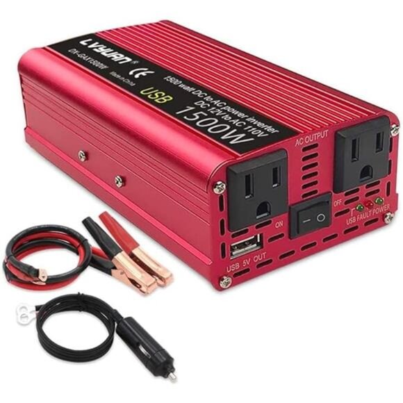 Power Inverter 700W/1500W (Peak) Dual AC Outlets and USB Charging Port DC 12V - Picture 1 of 7